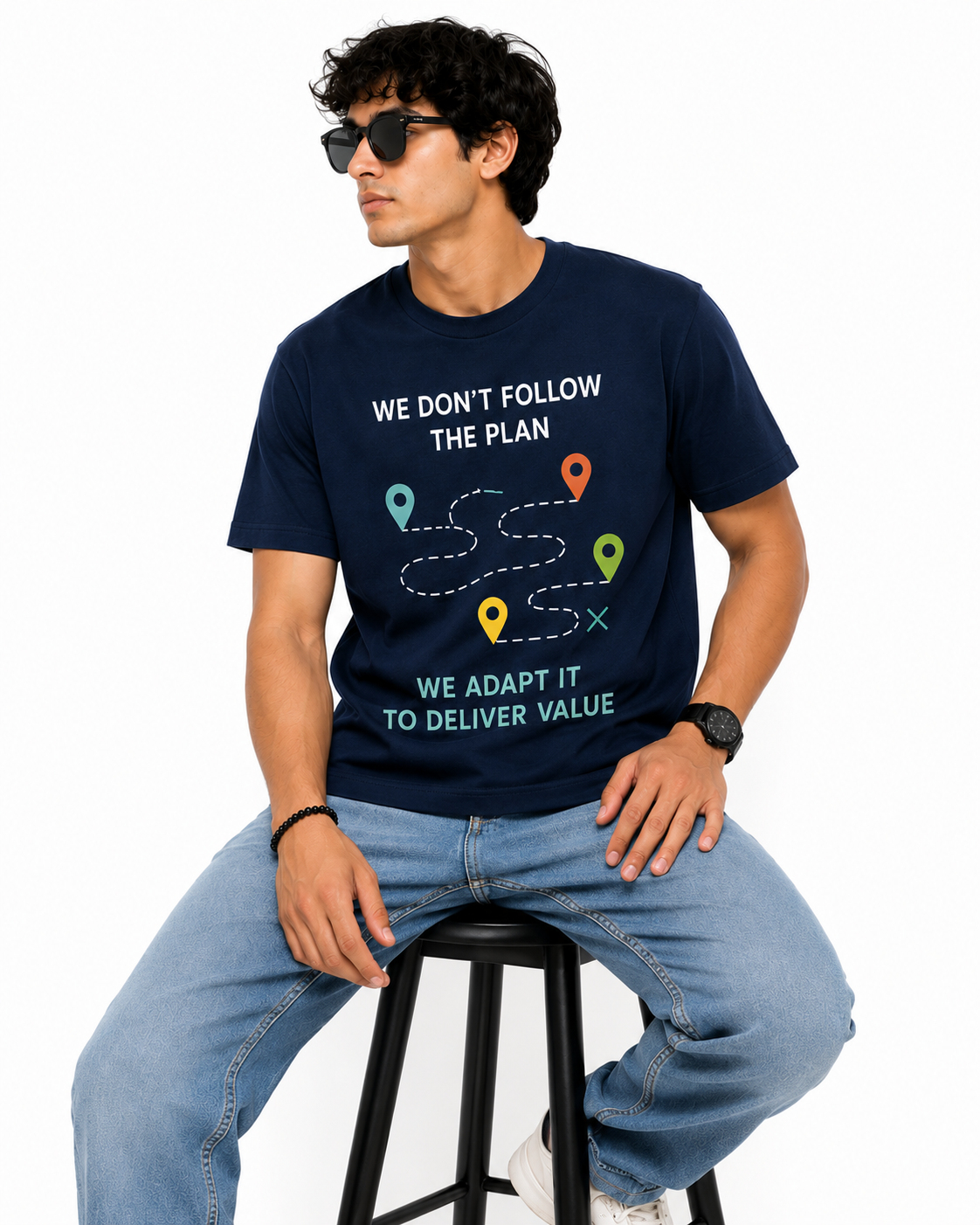 Adapt & Deliver Graphic Tee – Navy Edition